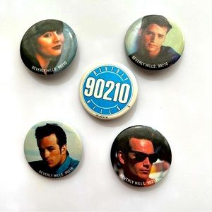 90210 set of five 1991 Spelling Ent. Beverly Hills 90210 buttons pins